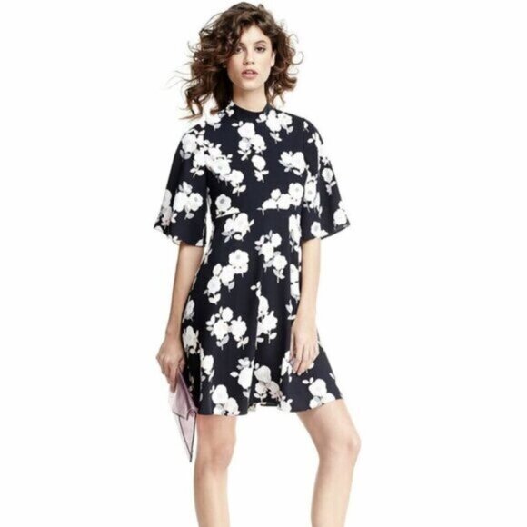 KATE SPADE NEW YORK Black Whimsies Posy Floral Swing Dress Size 10 - Picture 1 of 11